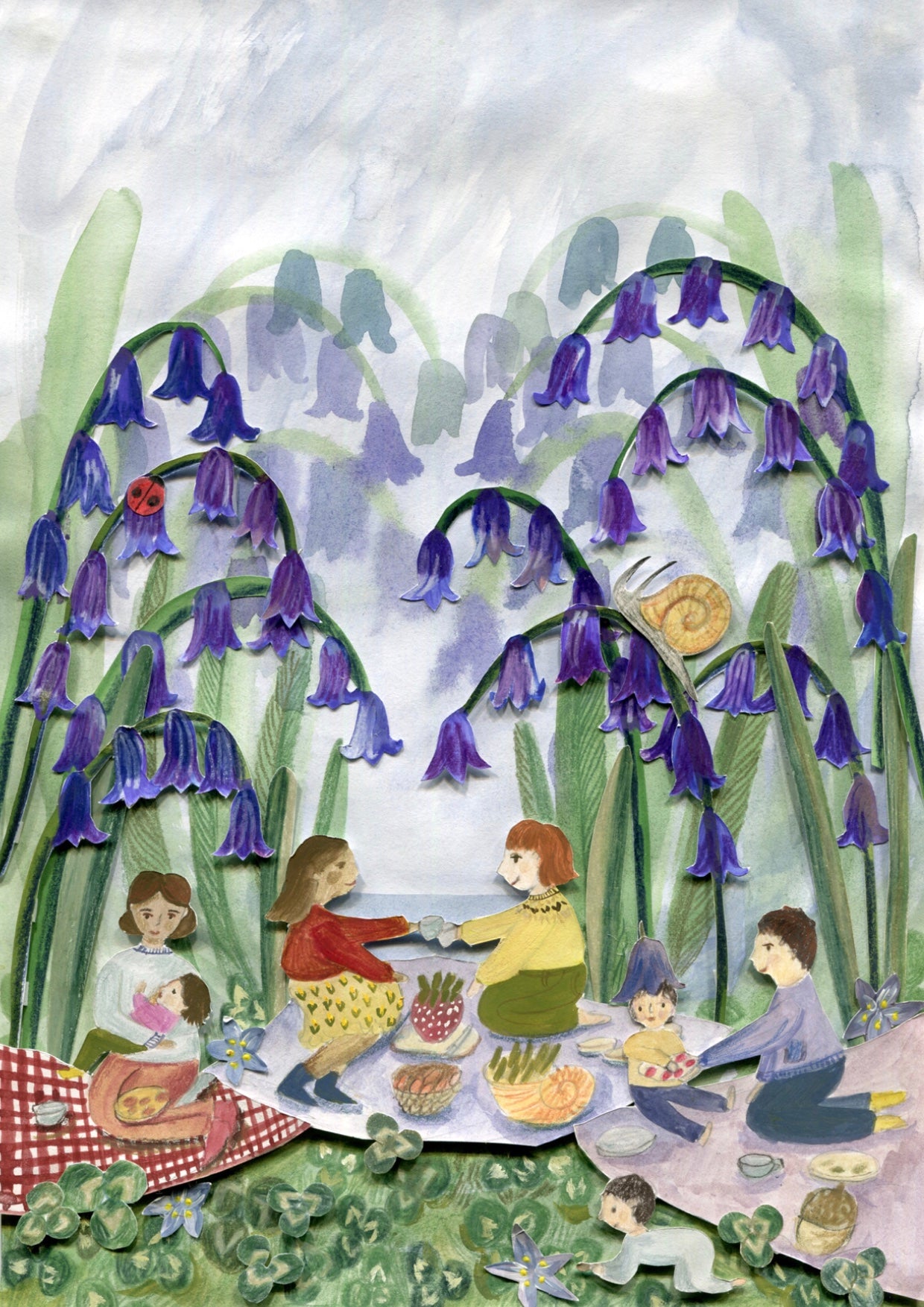 Picnic in the Bluebells A4 Print
